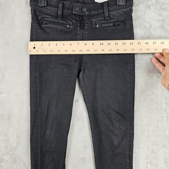 Rag & Bone Jeans Womens Size 26 Coated Black Skinny Ankle Zip Pintuck Stretch - Picture 8 of 11
